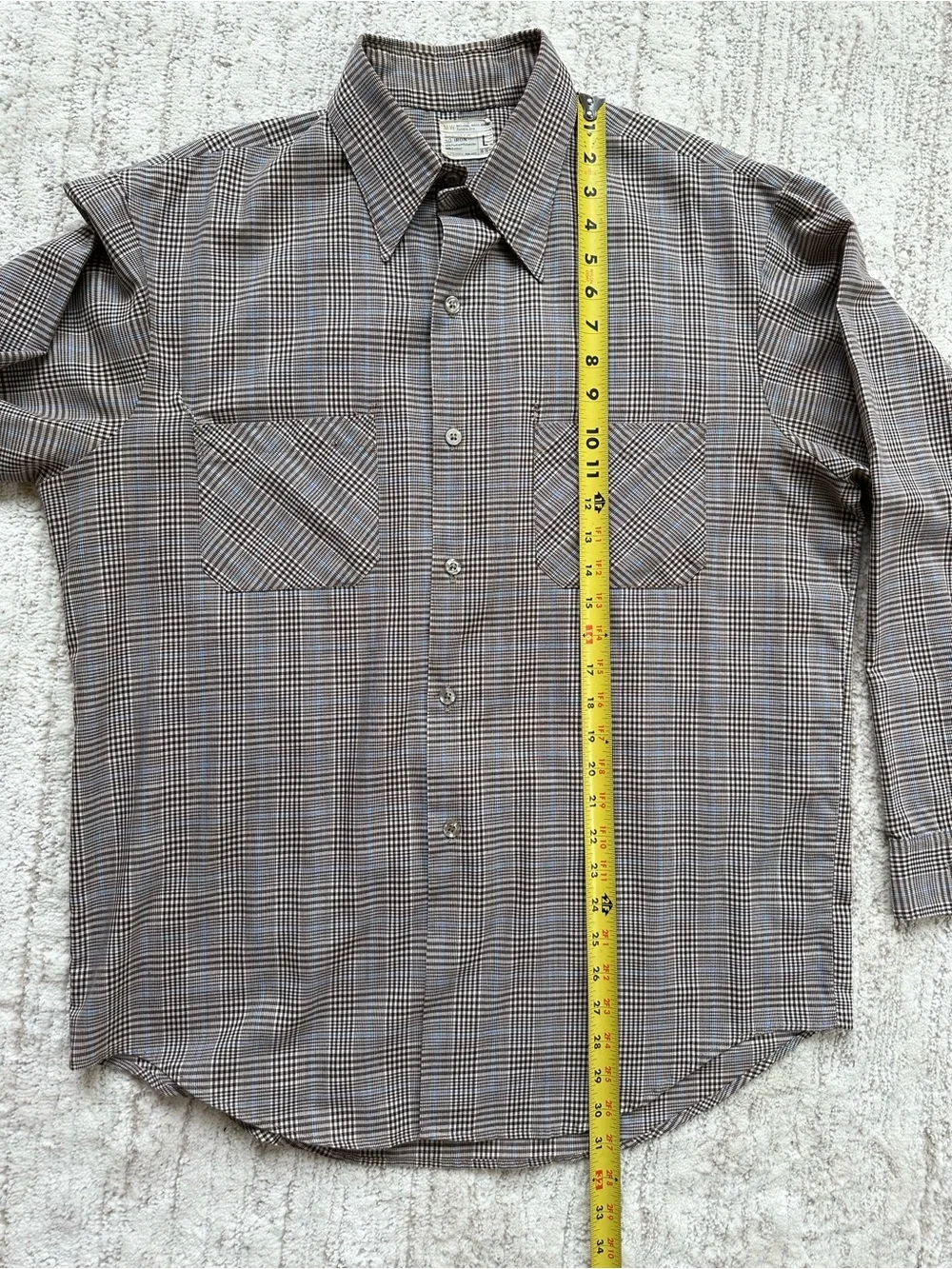 Vintage JC Penny Button Down Long Sleeve Shirt Men’s Large 16-16 1/2 Plaid - Picture 4 of 7